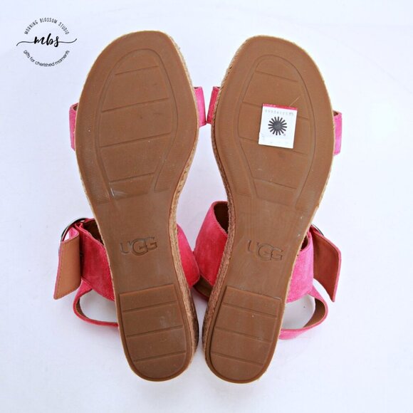 NWT UGG April Suede Espadrille Platform Sandals Pink Women US 11 EU 42 - Picture 11 of 12